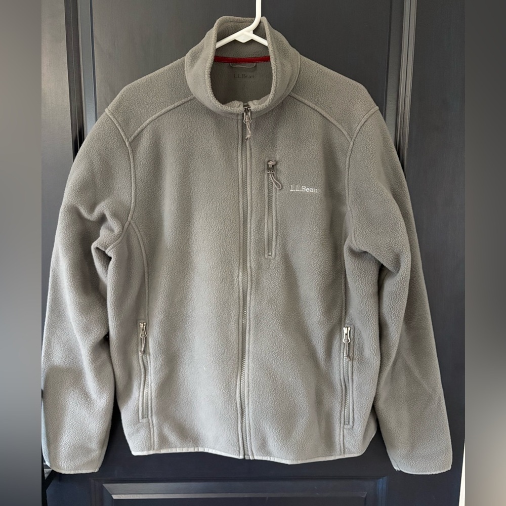 LL Bean Fleece Full Zip Jacket Mens Large Gray  Gorpcore